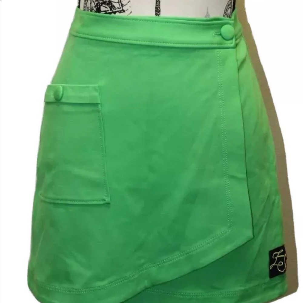 Z Spoke By Zac Posen Green Wrap Around Women Mini Skirt XS 25 Inches